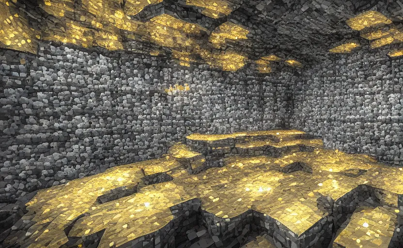 Prompt: ''A mine with walls full of ores, diamonds, emeralds, gold, sapphire, shining, dark, texture, realistic, ray tracing, 8K, micro details, digital art, nature colors''