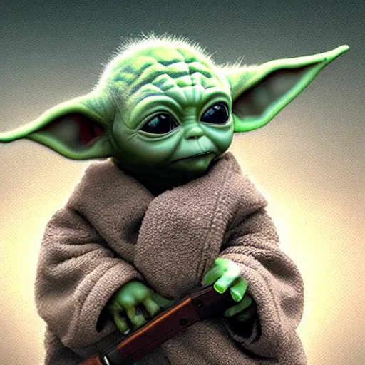 Image similar to epic digital art of baby yoda as a policeman, 8k, cinematic, hyperdetalied, high quality, best on artstation, cgsociety, studio lighting,