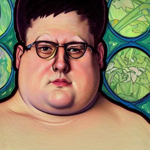 Image similar to full body portrait of Peter Griffin , very detailed eyes, hyperrealistic, beautiful and symmetrical face, very detailed painting by Claude Monet and Alphonse Mucha, ornate, trending on artstation, extremely high detail, incredibly intricate