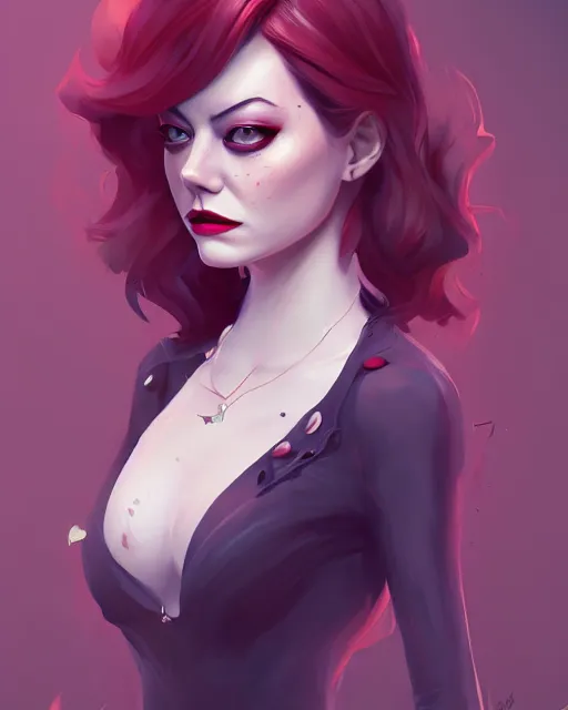 Image similar to a portrait of a beautiful full body Emma Stone vampire, art by lois van baarle and loish and ross tran and rossdraws and sam yang and samdoesarts and artgerm, digital art, highly detailed, intricate, sharp focus, Trending on Artstation HQ, deviantart, unreal engine 5, 4K UHD image