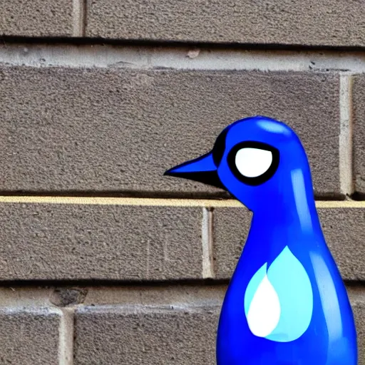 Image similar to bluejay standing next to a soda bottle