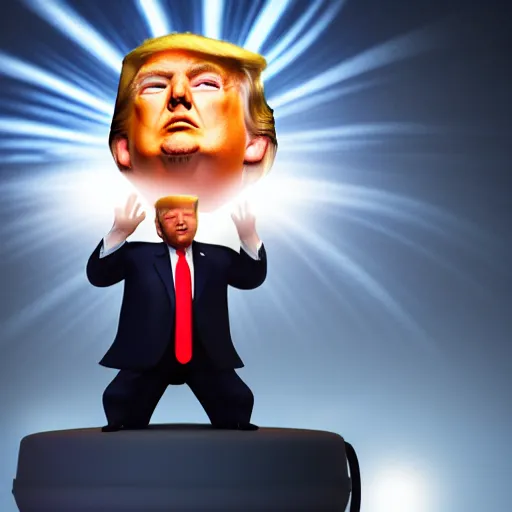 Image similar to Donald Trump! lifted up by a tractor beam from a UFO!!, Anamorphic Lens, Professional Photography, Volumetric Lighting, Keylight