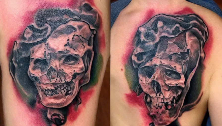 Prompt: disturbing high definition photo of the worst homemade crude tattoo ever 8 k 1 0 8 0 p