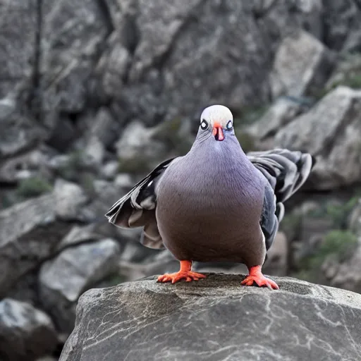 Image similar to electric super sayan muscled pigeon like the rock, best photo award, high quality 8 k, cinematic lighting, cinematic composition, high detail, landscape photo