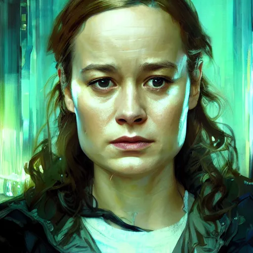 Image similar to brie larson, hyperrealistic portrait, bladerunner street, art of elysium by jeremy mann and alphonse mucha, fantasy art, photo realistic, dynamic lighting, artstation, poster, volumetric lighting, very detailed face, 4 k, award winning