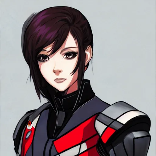 Image similar to portrait of commander shepard, anime fantasy illustration by tomoyuki yamasaki, kyoto studio, madhouse, ufotable, trending on artstation