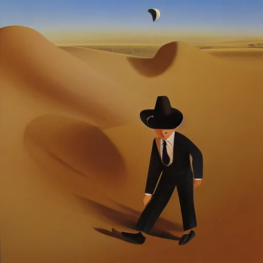 Prompt: business man in the desert, paul corfield,