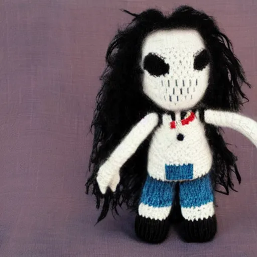 Prompt: Knitted Alice cooper made of wool