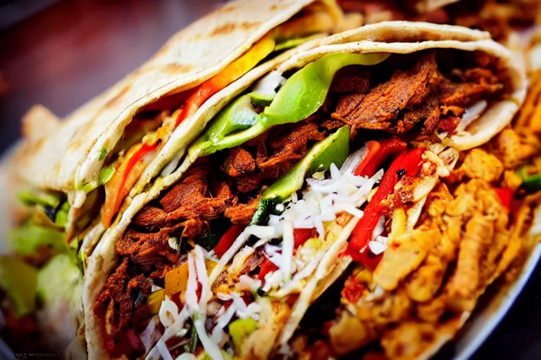 Image similar to very tasty shawarma. close up. food photo award winner. trending on instagram