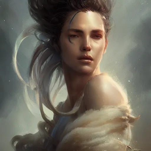 Image similar to a beautiful portrait of a wind goddess by Greg Rutkowski and Raymond Swanland, Trending on Artstation, ultra realistic digital art