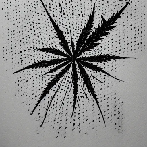 Image similar to weed smoking, drawn with dots, art, minimalist,