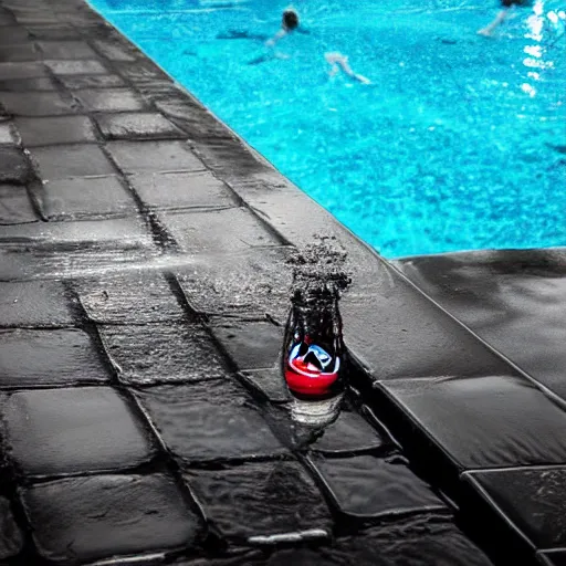 Image similar to coca cola swimming pool with black water, award winning photograph