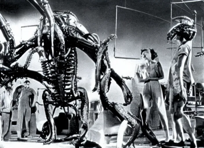 Image similar to scene from the 1956 science fiction film Aliens