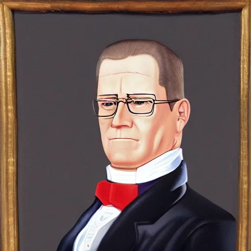 Image similar to Hank Hill from king of the Hill as the 3rd president of the united states, realistic, ultra detailed, oil painting