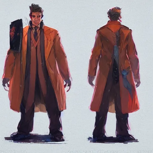 Image similar to vivid colors, character sheet, fine details, front view, greg rutkowski, kim jung gi, human, suit vest, longcoat, androgynous, female