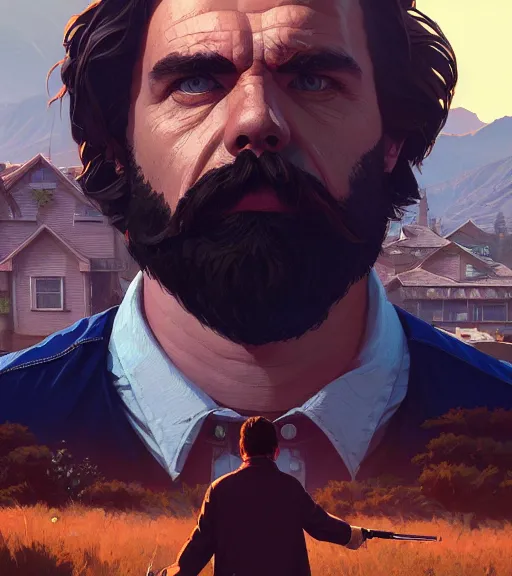 Image similar to Highly detailed portrait Nietzsche in GTA V, Stephen Bliss, unreal engine, fantasy art by Greg Rutkowski, Loish, Rhads, ferdinand knab, Makoto Shinkai and Lois van baarle, ilya kuvshinov, rossdraws, Tom Bagshaw, global illumination, radiant light, detailed and intricate environment