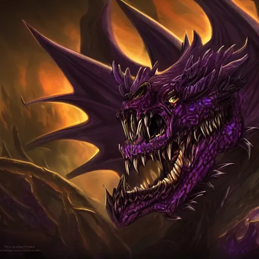 Prompt: violet reaper dragon hybrid, dark background with skulls, fantasy game art, fantasy rpg, league of legends