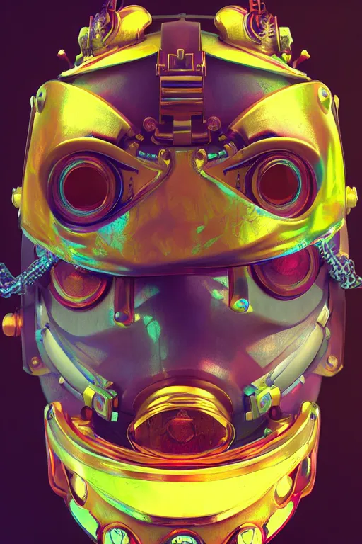 Image similar to colorful vivid steampunk mask minimalist fantasy art robot ninja helmet, global illumination ray tracing hdr fanart arstation by sung choi and eric pfeiffer and gabriel garza and casper konefal
