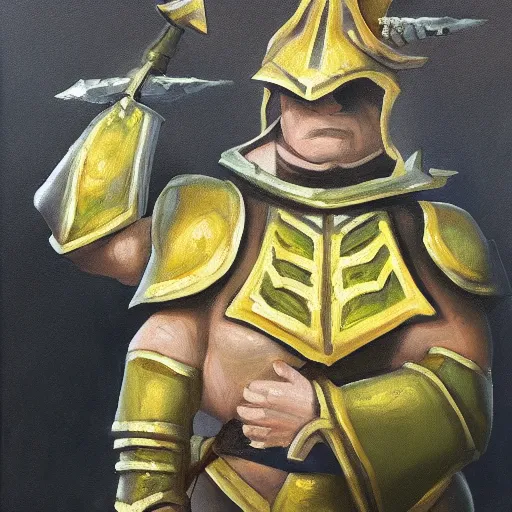 Image similar to an oil painting of a tortoise paladin