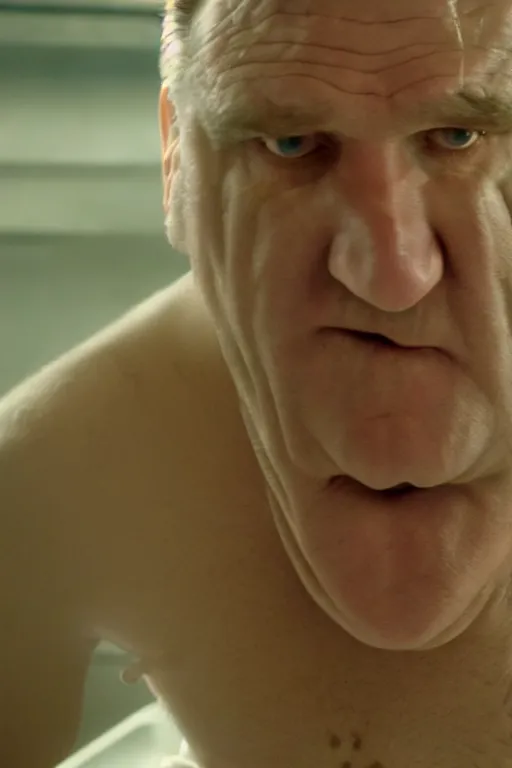 Image similar to [a still of Gerard Depardieu in the movie Splice (2007), 4k, HD, high quality, octane]