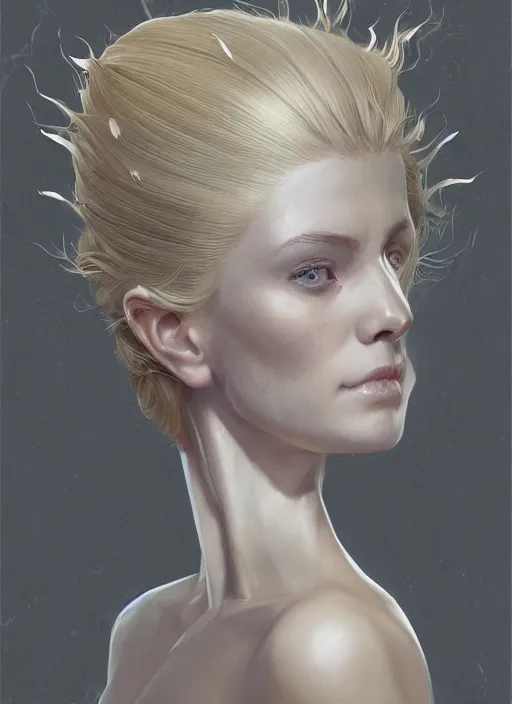 Image similar to --separate-imagesPortrait of a young woman,blonde hair, with a spine crown, marvel comics, dark, intricate, highly detailed, smooth, artstation, digital illustration by Ruan Jia and Mandy Jurgens and Artgerm and Wayne Barlowe and Greg Rutkowski and Frank Frazetta