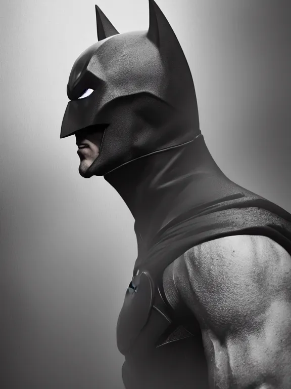 Image similar to film still, ryan renolds as batman, small mask, hyperrealism, moody lighting, rain, intricate, 8 k