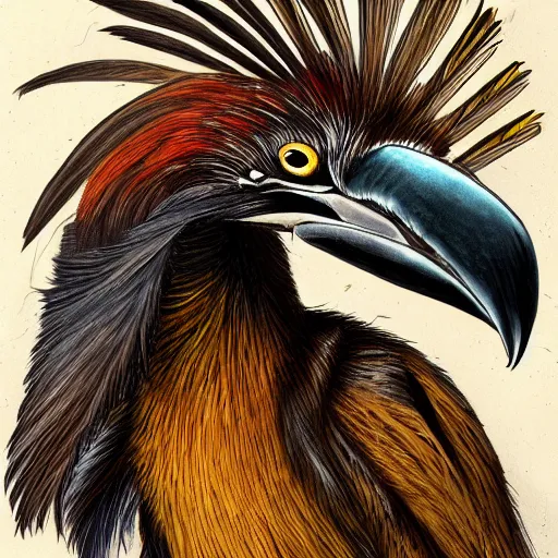 Image similar to drawing of a happy hoatzin