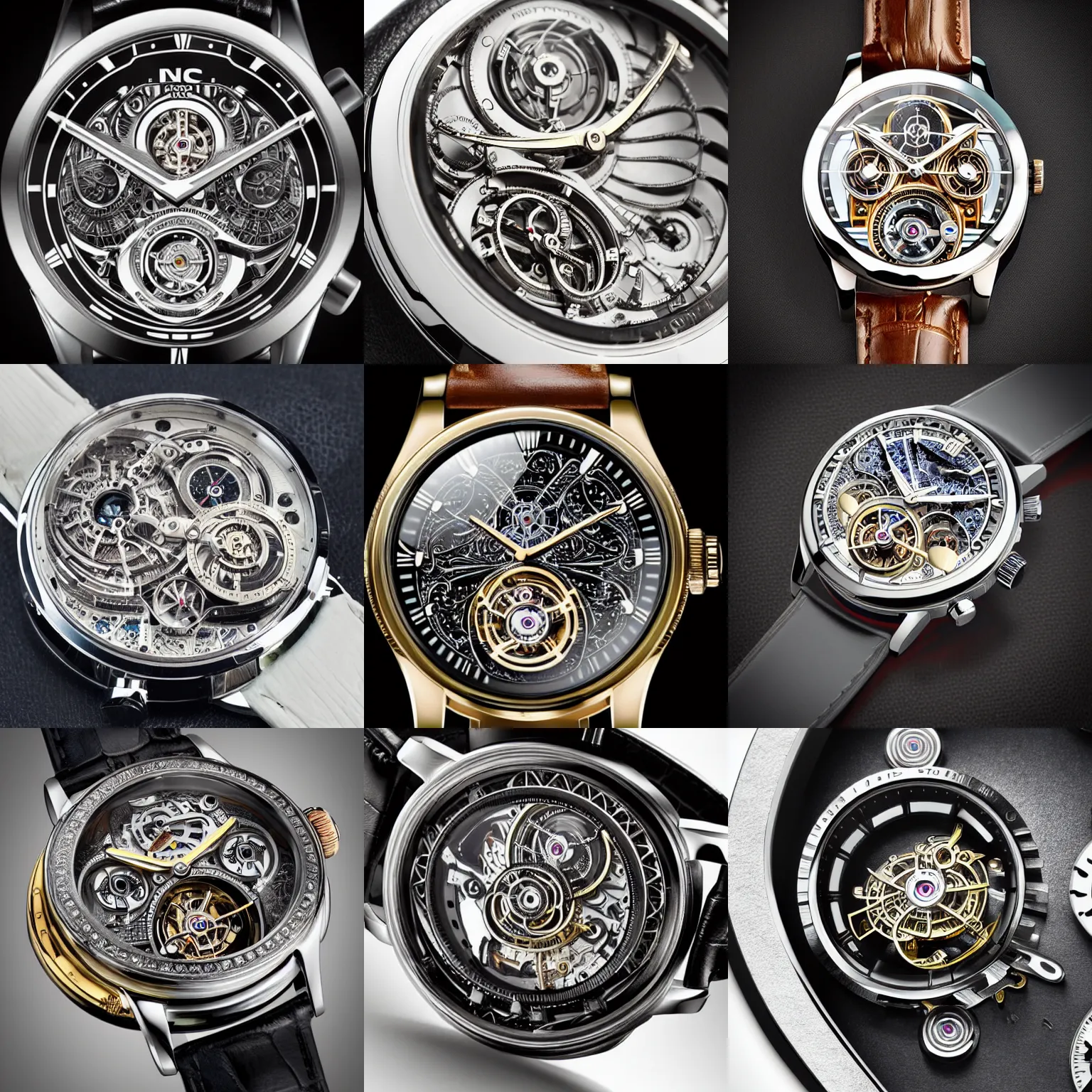 Image similar to a retro futuristic tourbillon watch, extremely detailed, highly intricate, product photography