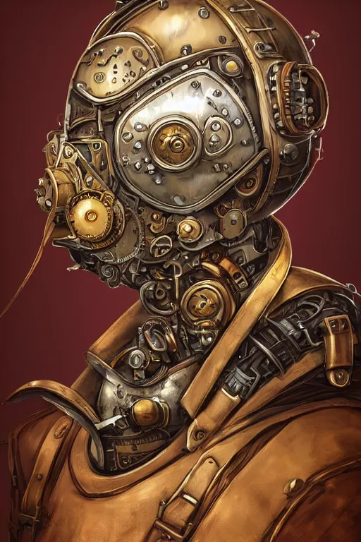 Image similar to steampunk helmet fantasy art mask robot ninja stylized digital illustration sharp focus, elegant intricate digital painting artstation concept art global illumination ray tracing advanced technology chaykin howard and campionpascale and cooke darwyn and davis jack