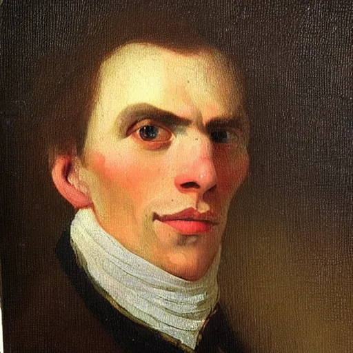 Image similar to An 18th century oil painting of Jerma985, portrait of Jerma985, grainy, realistic, very realistic, hyperrealistic, highly detailed, very detailed, extremely detailed, very neat, very epic, very cool, detailed, trending on artstation