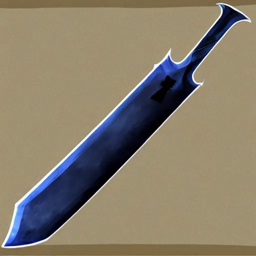 Image similar to A huge two-handed sword with a wavy blade and large cross guard. The blade has a faint blue sheen, and radiates a sense of unease. Deviantart