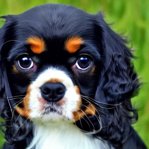 Prompt: black cavalier king charles spaniel