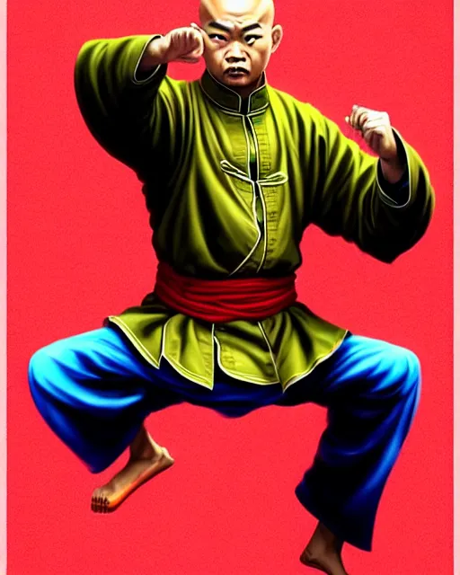 Prompt: richly detailed color illustration of a shaolin-president-politician-kung-fu illustrated by Artgerm and Timothy Kong . 3D shadowing