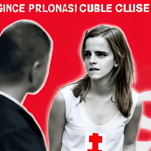 Image similar to a sign that bans emma watson pictures red cross not allowed public health poster