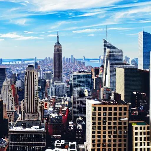 Prompt: giant fried corndog attacking new york city skyline