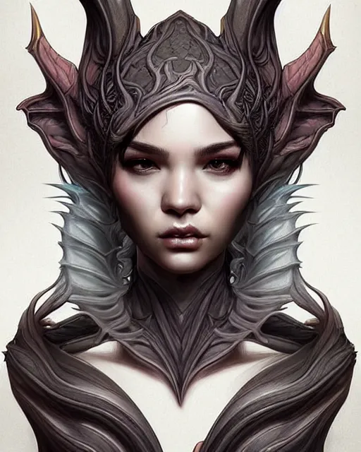 Image similar to digital art, centered portrait dragon with short hair, face made with intricate roots, by james jean and by artgerm, by ross tran, ultradetailed, charachter design, concept art, trending on artstation,