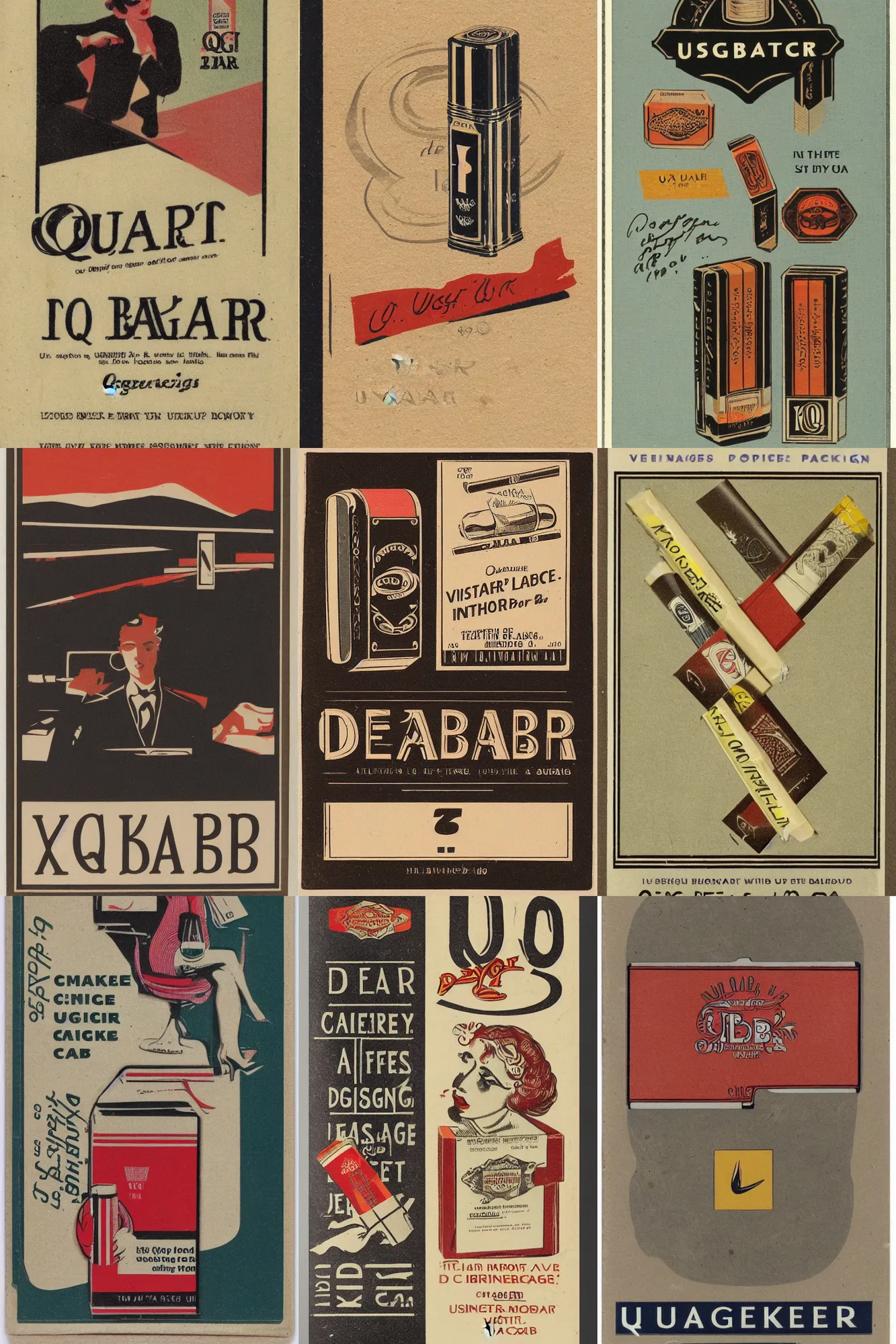 Prompt: design for a vintage cigarette pack from uqbar