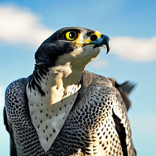 Image similar to a peregrine falcon as the robot power ranger, digital photography, highly detailed