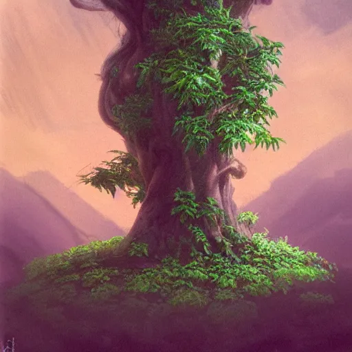 Prompt: a wide full shot, russian and japanese mix 1 9 8 0 s historical fantasy of a gods plants and trees, photographic portrait, high - key lighting, warm lighting, overcast flat midday sunlight, 1 9 8 0 s concept art.