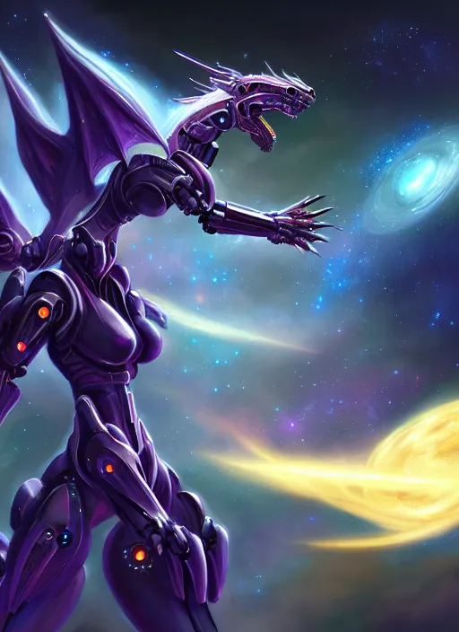 Image similar to cinematic goddess shot, cosmic sized perfectly proportioned stunning beautiful hot anthropomorphic robot mecha female dragon, in space, nebula background, larger than galaxies, holding galaxy, sharp claws, sleek silver armor, epic proportions, epic size, epic scale, digital art, furry art, macro art, dragon art, giantess art, warframe fanart, furaffinity, deviantart