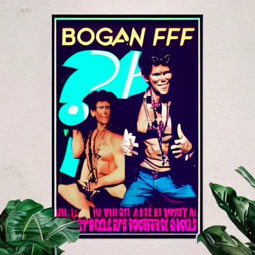 Image similar to bogdanoff brothers retrowave poster art miami