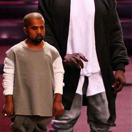 Prompt: kanye west being shrunk by a shrink ray