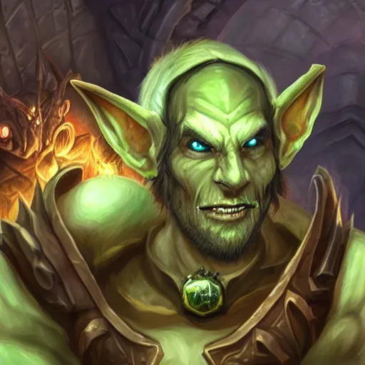 Prompt: A portrait of Asmongold as a goblin in World of Warcraft