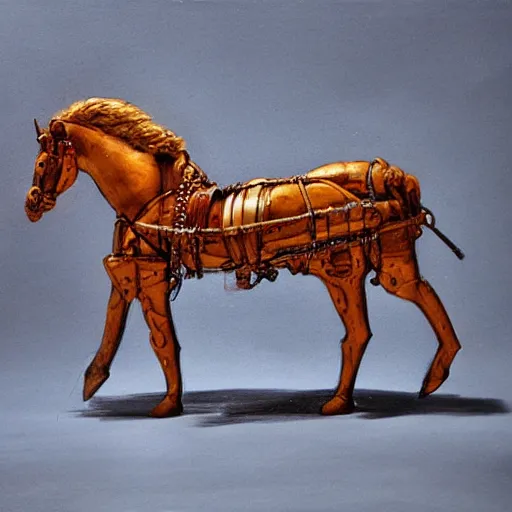 Prompt: a mechanical horse, art