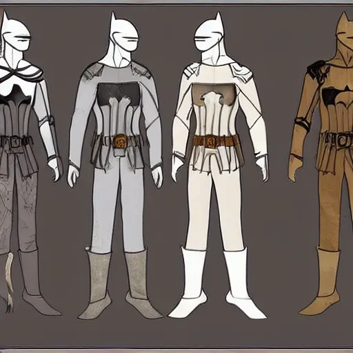 Image similar to clothing design concepts sheet, Medieval batman outfit ,