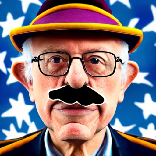 Image similar to portrait of Bernie Sanders as Waluigi, world press photo, photography, 4k, canon EOS C300, f1.8