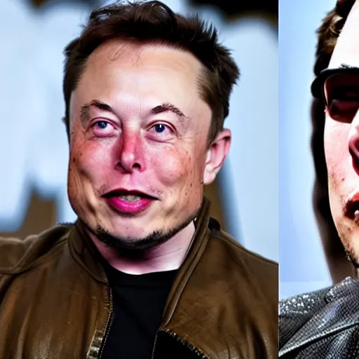 Prompt: Elon Musk with artificial eyes, a metal jaw and a metal arm looking like Palmer Rldritch