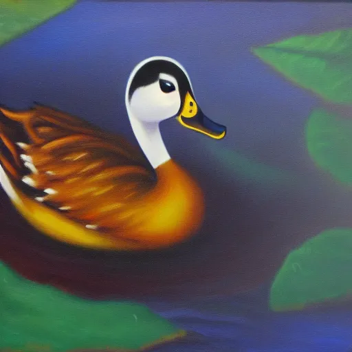 Image similar to a duck on the prowl oil painting angel planells