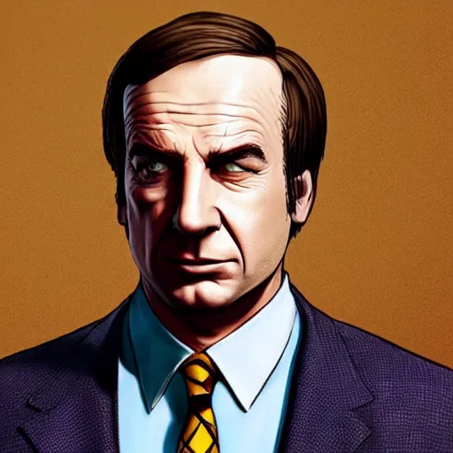 Image similar to saul goodman as a gta V loading screen character