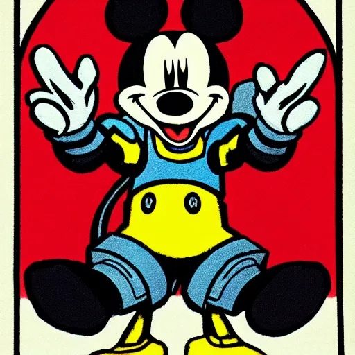 Image similar to mecha mickey will kill you if given half the chance, grainy real life depiction, sharp focus, highly detailed, ultra realistic